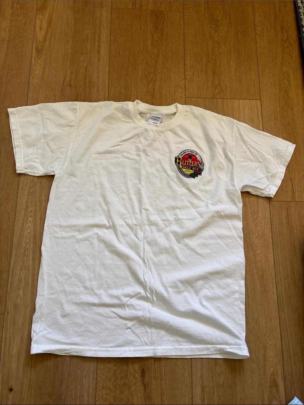 Gildan White Tee with Butler's Pale Ale Chest Logo